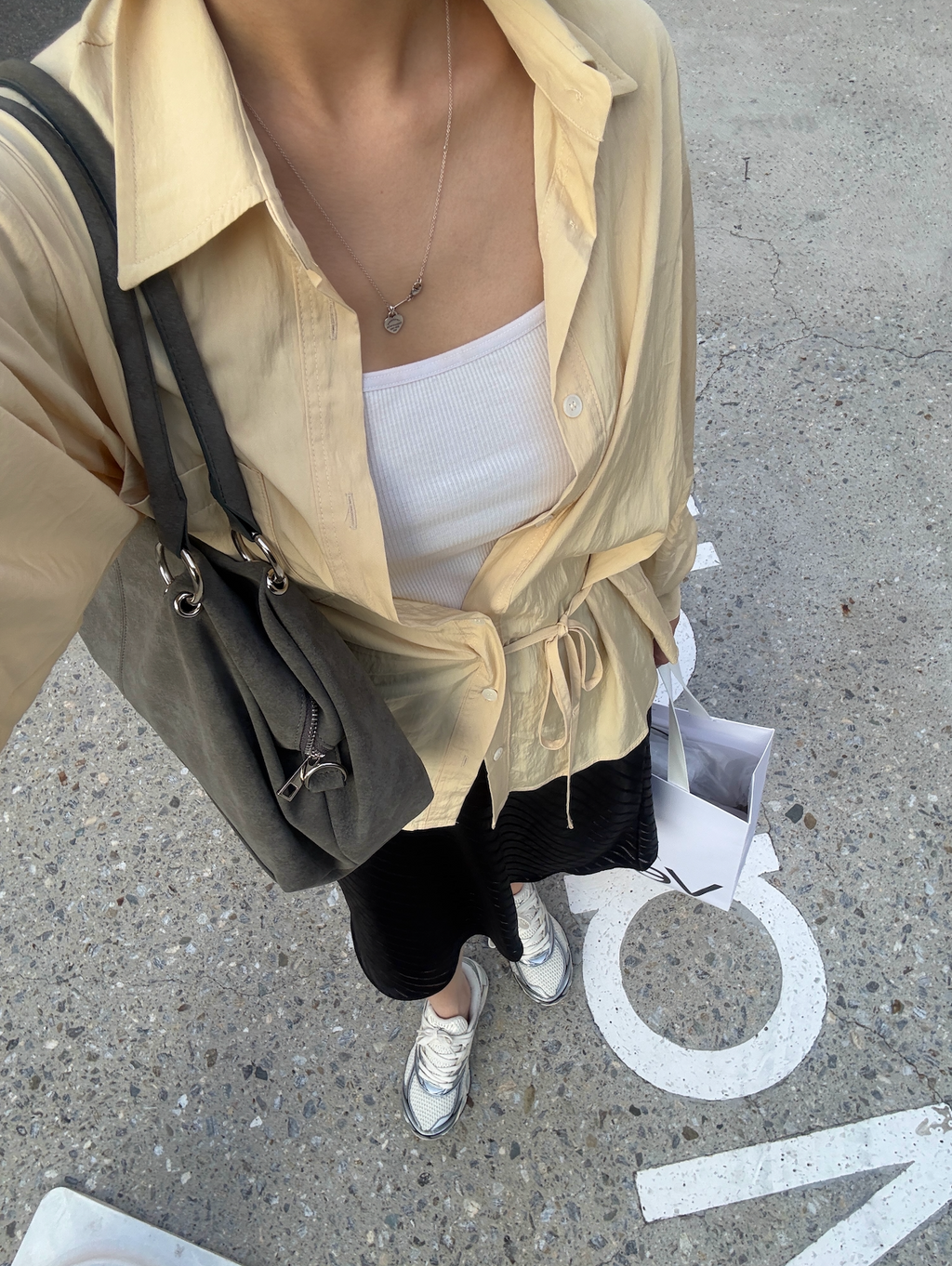 Butter yellow ribbon shirt
