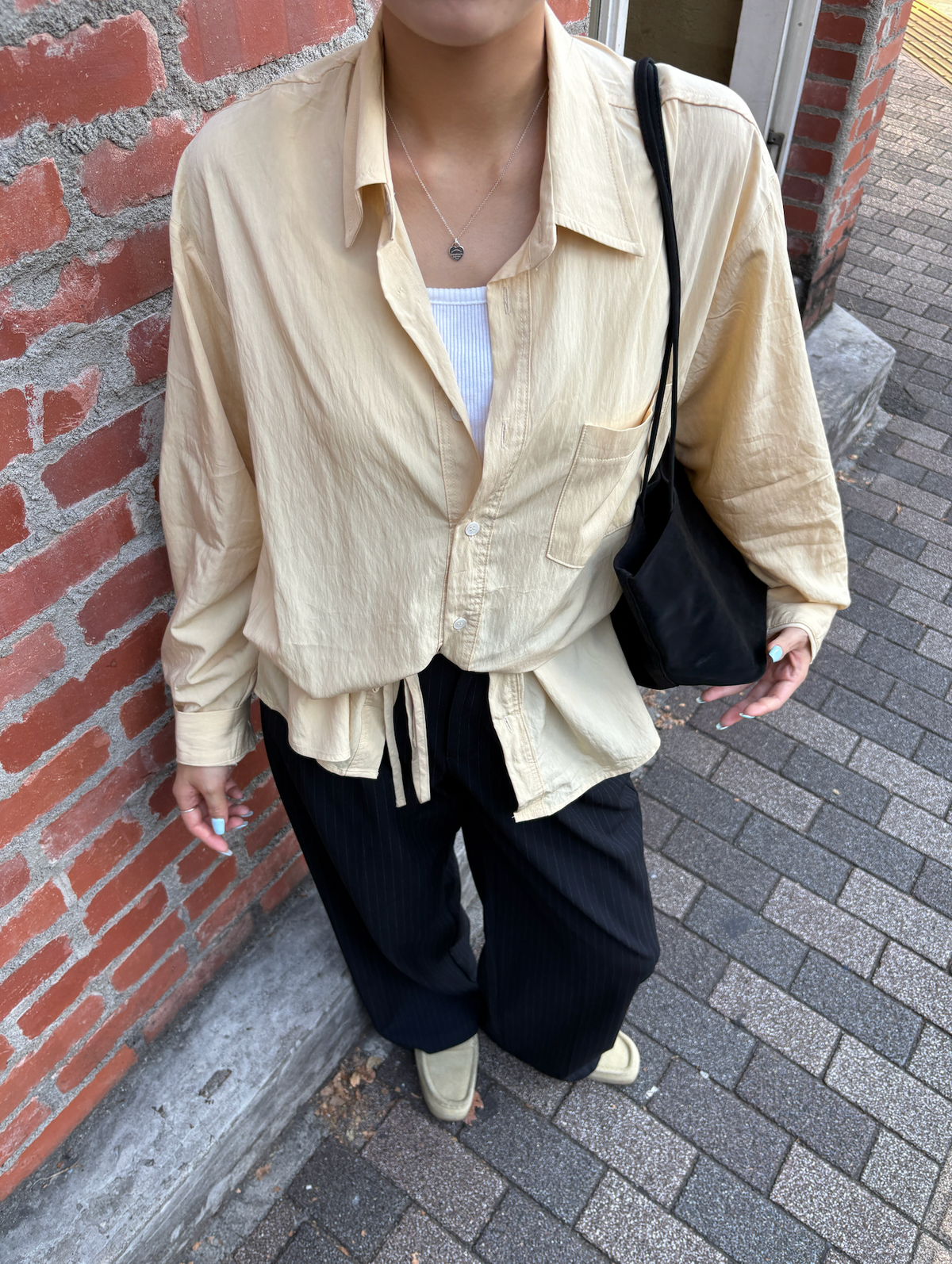 Butter yellow ribbon shirt