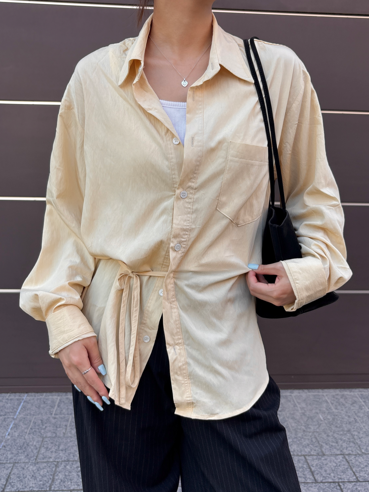 Butter yellow ribbon shirt